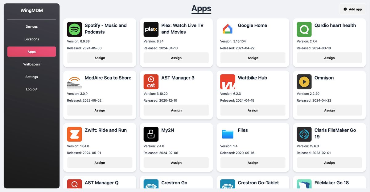 WingMDM demo screenshot